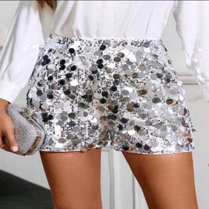 여성용 반짝이는 비즈 스팽글 반바지, 하이웨이스트 반바지, 여성 반바지, 2025 신상