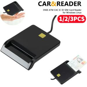 1-3개 USB 2.0 스마트 카드 리더기 휴대용 신뢰성 간편 DNIE ATM CAC IC ID SIM 카드 클로너 커넥터 Windows Linux용