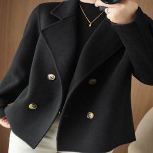 패셔너블한 울 재킷 봄 가을 겨울 플러스 사이즈 여성 셔츠 스타일 한국식 루즈핏 코트 주머니 포함 하이웨이스트