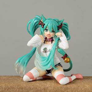 카와이 하츠네 미쿠 애니메이션 피규어 장난감 11cm 네코 티셔츠 Ver. PVC 액션 인형 귀여운 만화 책상 장식 모델 인형 선물