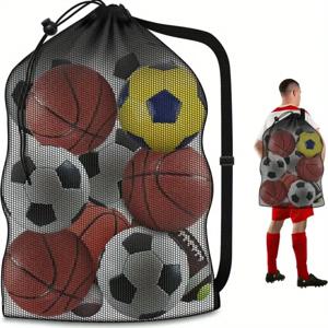 1pc 메쉬 가방 초대형 Drawstring 농구 보관 가방 단일 스트랩 축구 공 배구 축구 네트 팩 체육관 가방