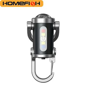 홈피쉬 미니 키체인 손전등 충전식 COB 작업등 (야외용 후크, 캠핑, 걷기, 하이킹용 비상 경고등)