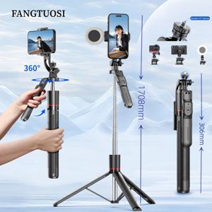 FANGTUOSI 새로운 1.7M 무선 Selfie 스틱 삼각대 Gopro 액션 카메라 용 접이식 스탠드 스마트 폰 균형 안정적인 촬영 라이브