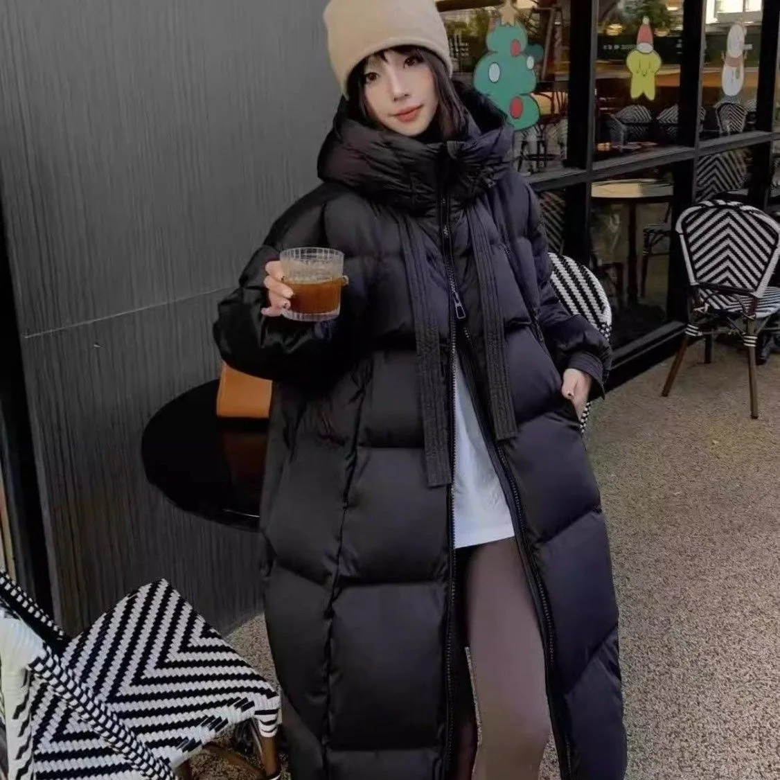 신상 두꺼운 롱 오버니 다운 코튼 재킷 여성용 루즈 브레드 스타일 겨울 코트 아우터웨어 한국 버전 보온성