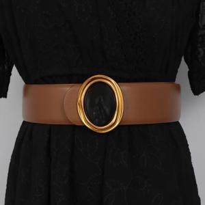 여성 패션 다이아몬드 버클 정품 가죽 코르셋 여성 Cummerbund 코트 허리띠 드레스 Decration 와이드 벨트 J016