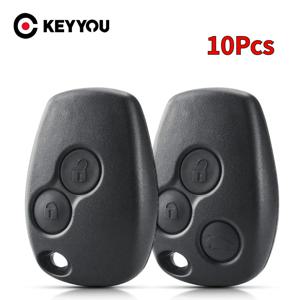 KEYYOU 10Pcs 2/3 버튼 원격 키 쉘 Renault Espace Laguna Duster Logan DACIA Sandero Clio Kangoo Nissan 용 블레이드 케이스 없음