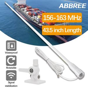 ABBREE VHF 해양 라디오 안테나 156-163MHz 유리 섬유 고이득 PL259 커넥터 RG58 케이블 보트 요트 요트 방수