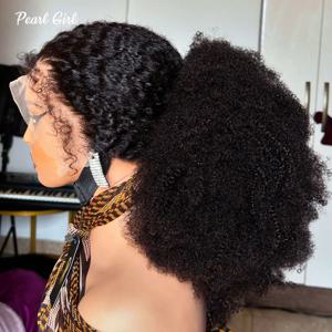 13x6 아프로 곱슬곱슬한 레이스 프론트 가발 인모 360 13x4 HD 레이스 프론탈 가발 여성용 프리 플러킹 글루리스 가발 베이비 헤어