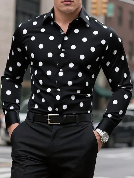 남성 셔츠 긴팔 셔츠 스팟 라펠 버튼 캐주얼 야외 통기성 편안한 패션 트렌드 새로운 다용도 의류