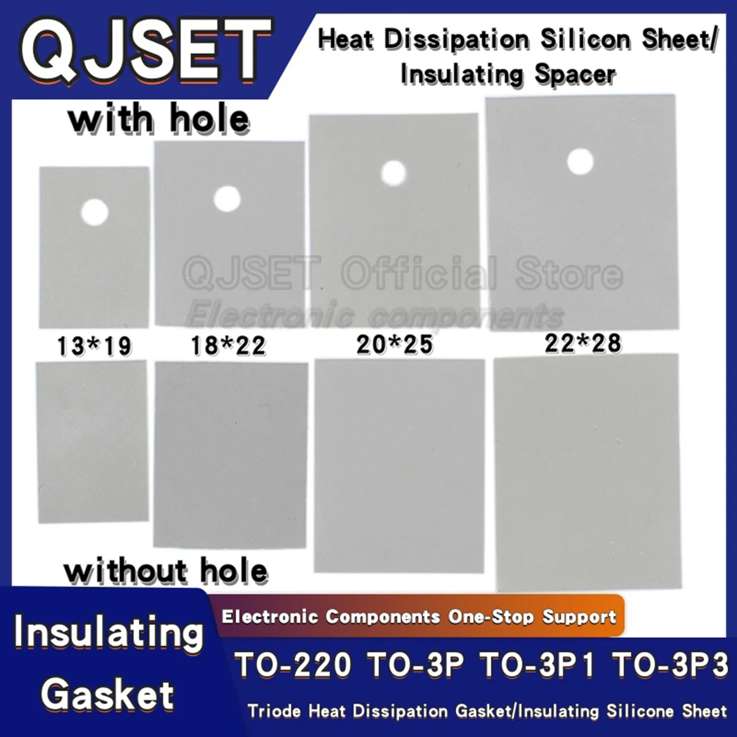 100 Pcs TO-220 TO-3P1 247 삼극관 열 전도성 실리콘 튜브 방열 절연 스페이서 13x19mm 20*25mm 18*22*28mm