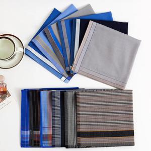 6Pcs 남성용 순수 코튼 염색 손수건 여름 얇은 흡수성 땀 닦기 구식 염색 체크 소프트 43*43cm