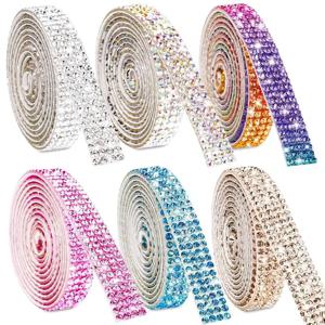 1 야드 자기 접착제 크리스탈 라인 석 스티커 리본 DIY 스티커 라인 석 예술 공예 자동차 전화 의류 장식