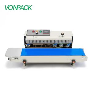 VONPACK FR-900 자동 수평 비닐봉투 필름 열 접착 연속 밴드 실러 기계 비상 정지 카운터