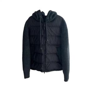 화이트 덕 다운 니트 숏 패딩 재킷 여성용 가벼운 패셔너블 겨울 코트 모자와 나비 매듭 요소 포함