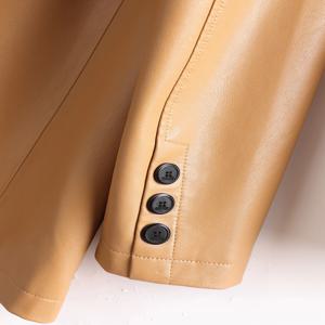 정품 양가죽 가죽 자켓 롱 캐주얼 루즈 스타일 봄 가을 슬리밍 하이엔드 아우터웨어 더블 버튼 디자인