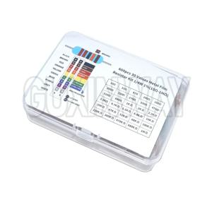 300/600PCS 1/4W 금속 필름 저항기 키트 1% 30가지 값 0.25W 저항기 키트 10Ω~1MΩ 컬러 링 저항 전자 키트