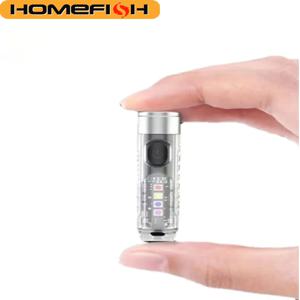 HOMEFISH 1PC 충전식 미니 키체인 손전등(다중 모드 및 자석 베이스 포함) - 캠핑 및 야외 활동에 이상적
