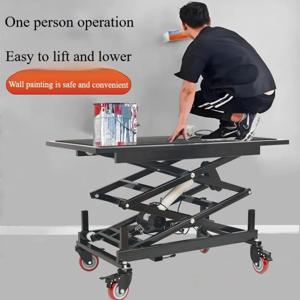 신형 전동 리프팅 스툴 접이식 이동식 인테리어 타일 트롤리 발 리프트 플랫폼 리모컨 포함