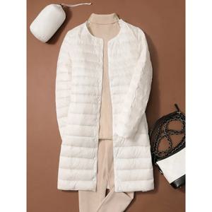 여성용 솔리드 푸퍼 2025 신상 가을 겨울 O넥 여성 얇은 오리털 재킷 휴대용 여성 방풍 푸퍼 파카