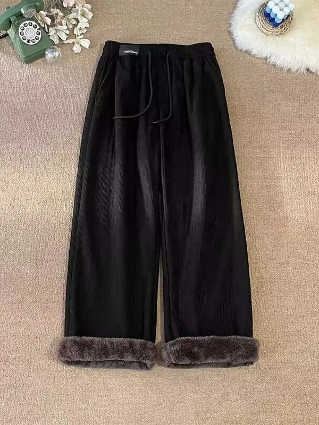 아메리칸 스타일 두꺼운 양털 캐주얼 바지 가을 겨울 코듀로이 롱 팬츠 루즈핏 따뜻한 스트레이트 레그 트렌디 패션
