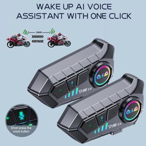 Y10 2x 오토바이 인터콤 블루투스 헤드셋 방수 300m 2 라이더 인터콤 모토 인터폰 스피커 이어폰