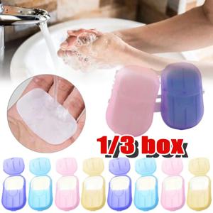 1/3개 미니 휴대용 일회용 여행 비누 상자 손 씻기 청소 종이 조각 스트립 학교용 이동 중 캠핑 하이킹용