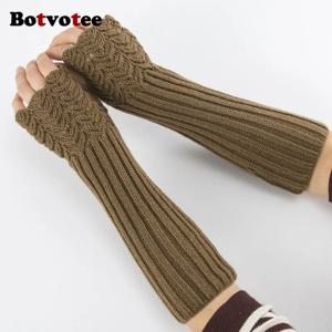 여성용 보트보티 암 워머 슬리브 무료 배송 Y2K 액세서리 겨울 니트 손가락 없는 장갑 화이트 귀여운 패션 암 가드