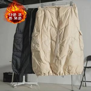 패셔너블한 두꺼운 따뜻한 단색 다운 코튼 하프 스커트 플러스 사이즈 여성용 겨울 신상 롱 스커트 캐주얼 출퇴근용