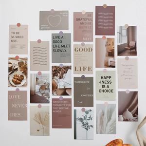 30개 행운의 삶 테마 엽서, 꽃무늬 알파벳 요소, 벽 장식 재료 거실 교실(스티커 48개 포함)