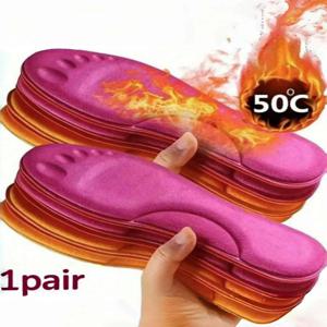 발 마사지 따뜻하고 두꺼운 스포츠 깔창 1쌍, 자체 가열 일정 온도 솔 패드, 부드럽고 편안한 메모리 폼 깔창 겨울에 적합, 세탁 가능 및 재사용 가능