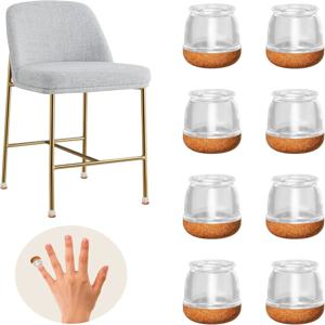 8개입 투명 의자 다리 바닥 보호대, 두꺼운 펠트 패드와 실리콘 가구 다리 커버, 테이블 다리 보호 캡