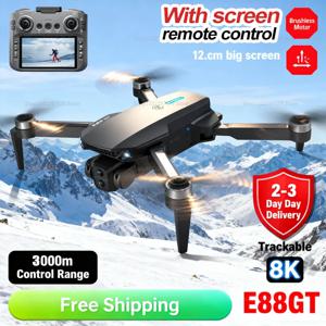 E88GT 대형 화면 WIFI FPV 드론 8K HD 카메라 탑재 접이식 쿼드콥터 RC UAV 항공 촬영 라이브 스트리밍 선물 여행용