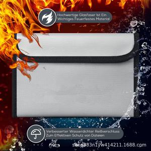 비소피스 방화 문서 가방 지퍼 잠금 현금 안전 보관 방수 파우치 접착 스트립 포함 증명서 돈 카드용