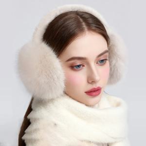 1개 인조 모피 귀마개 & 스카프 세트, 부드럽고 따뜻한 흰색 겨울 액세서리, 아늑하고 푹신한 추운 날씨용, 스타일리시하고 우아한 여성용 겨울