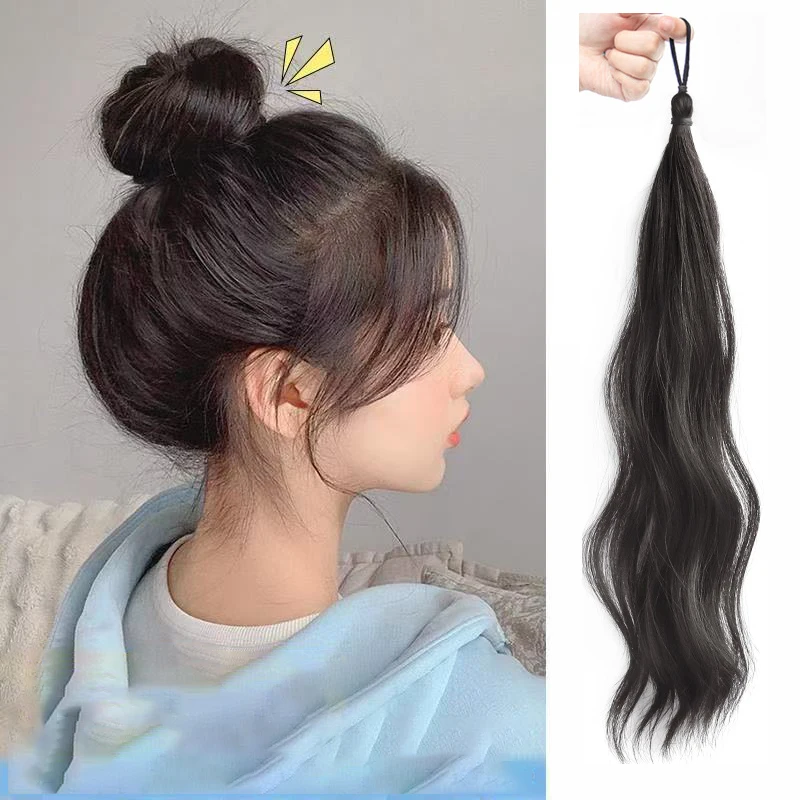 단색 여성용 합성 섬유 헤어볼 헤어 링 가발 버드 헤어 번 자연스러운 볼륨감 낮은 묶음 헤어 가발 헤어백