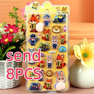 8개입 주토피아 주디 홉스 닉 와일드 소프트 핀치형 해피 버톡스 스티커, 압착식 스트레스 해소 장난감, 휴대폰 케이스 장식 선물