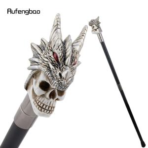 실버 레진 해골 드래곤 헤드 워킹 케인 패션 장식용 스틸 스틱 신사 우아한 코스프레 케인 노브 크로시어 94cm