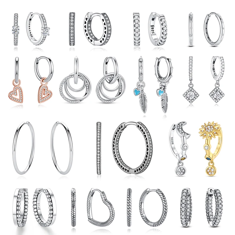 여성용 925 스털링 실버 귀걸이, 피어싱 후프 러브 하트 귀걸이, 로즈 골드, 결혼 선물, 럭셔리 주얼리, 2025 정품, 신제품