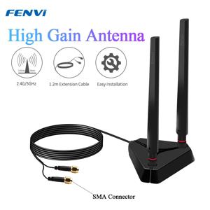 FENVI 확장 베이스 안테나 높은 이득 듀얼 밴드 2.4G/5Ghz AX210 AX200 9260 WiFi 카드 데스크톱 PCIe 어댑터 무선 라우터 AP