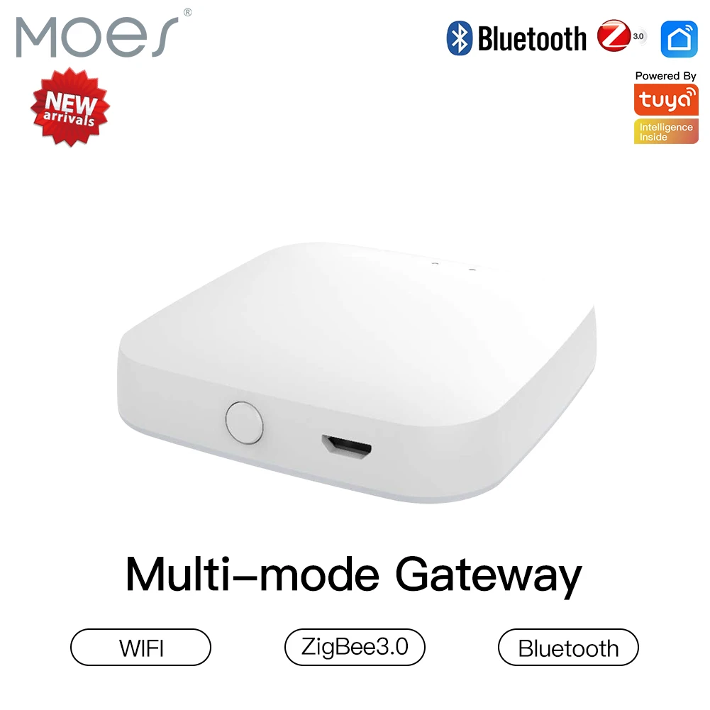 MOES 새로운 다중 모드 스마트 게이트웨이 ZigBee Bluetooth 메시 허브는 Alexa Google 홈을 통해 Tuya 스마트 앱 음성 제어와 함께 작동합니다.