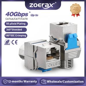 ZoeRax Cat6a Cat7 Cat8 키스톤 잭, RJ45 STP 툴리스 타입 아연 합금 모듈 차폐형 키스톤 잭 어댑터 40 기가비트