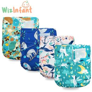 WizInfant 후크&루프 OS 포켓 천 기저귀, 방수 통기성 S M& L 조절 가능, 5-15kg 아기에게 적합