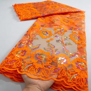 아프리카 그물 레이스 스팽글 포함 프렌치 메쉬 레이스 원단, 2024 최신 나이지리아 자수 레이스 원피스, 여성용 웨딩 파티 TY3770