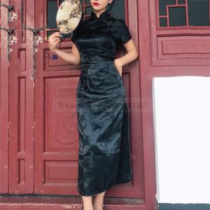 플러스 사이즈 여성 치파오 치파오 레트로 우아한 꽃 중국 드레스, 섹시한 슬림 스플릿 베스티도, 오리엔탈 의류, 3XL, 4XL, 5XL, 6XL