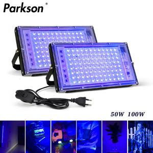 395nm 400nm Led UV 투광 조명 220V 자외선 무대 램프 50W 100W LED 무대 블랙 라이트 방수 디스코 파티 무대 백라이트