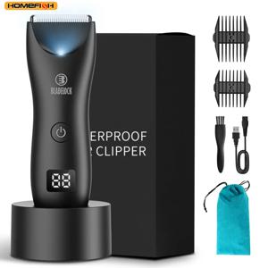 남성용 트리머 면도기 수염 정리기 겨드랑이 가슴털 트리머 전문가용 바버 LED 디스플레이 충전식 제모기