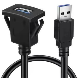 잠금 클립이 있는 USB 3.0 플러시 마운트 패널 연장 케이블 - 자동차, 트럭, 보트, 오토바이용 1M 대시보드 마운트