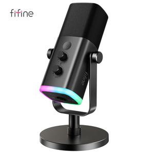 터치 음소거 버튼, 헤드폰 잭, I/O 컨트롤, PC PS5/4 믹서, 게임용 마이크 Ampligame AM8이 포함된 FIFINE USB/XLR 다이나믹 마이크