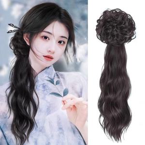새로운 중국 스타일 합성 가발 포니테일, 여성 클로 클립, 측면 묶음, 낮은 솜털 포니테일