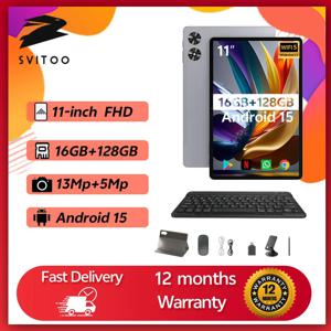 SVITOO P11 태블릿 안드로이드 15 2025 11인치 Unisoc T606 16GB RAM 128GB ROM 8000mAh 배터리 WiFi 5 GPS Widevine L1 케이스 키보드